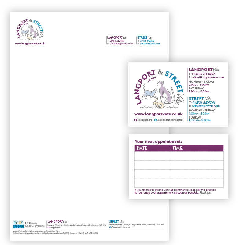 Squiggle Graphics - Langport vets Stationery