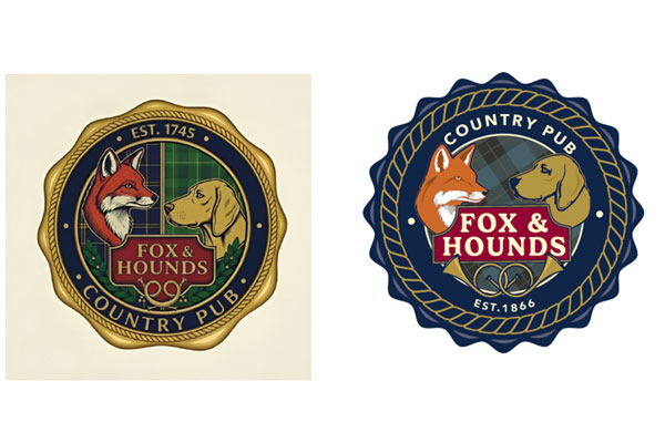 Fox and Hounds logo redrawn from an AI sketch by Squiggle Graphics